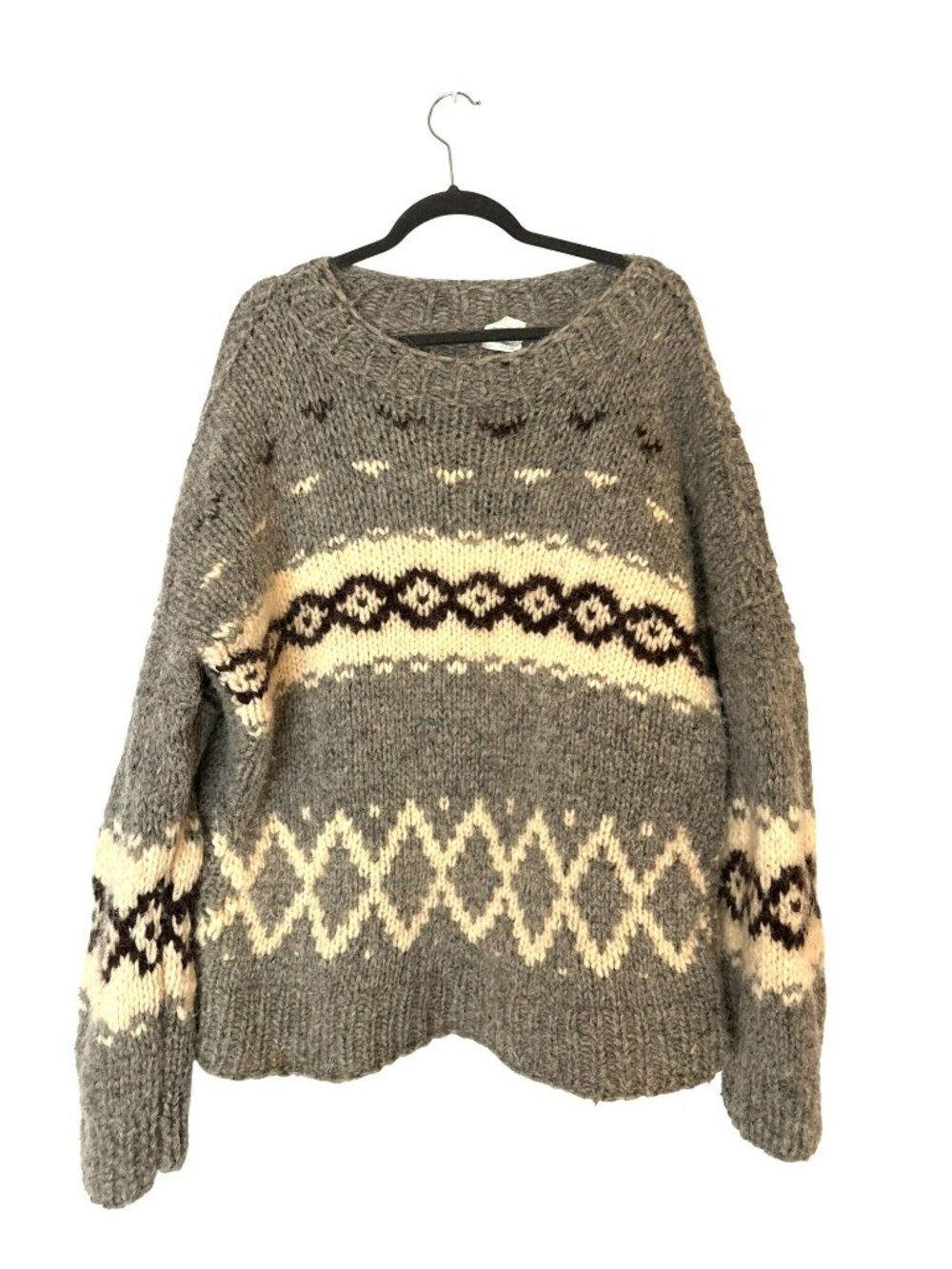 Vintage Carpathian Clothing Hand-Knit Heavy Fuzzy Wool Sweater  Size XL